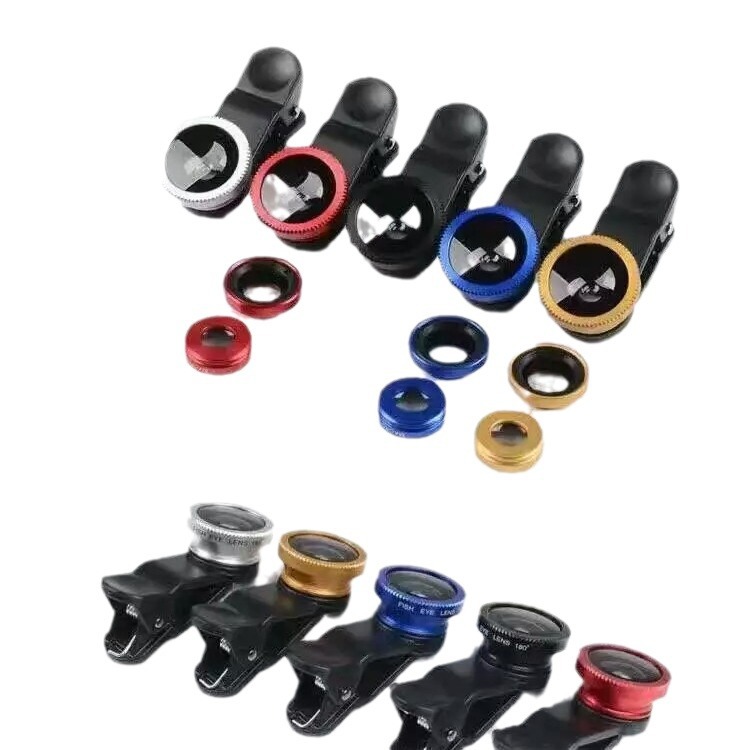 180 degree fisheye +0.67 Wide Angle + 10x macro three-in-one universal mobile phone external lens free selfie