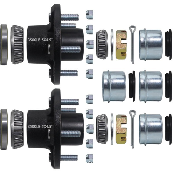 2 Sets of 3500-Pound Trailer Axle Hubs Without Brakes for Rvs, Trailer Hub Kit 5*4.5inch