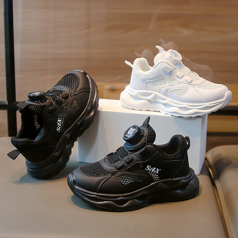 Детские однослойные сетчатые спортивные туфли, новые черные кроссовки для мальчиков и девочек