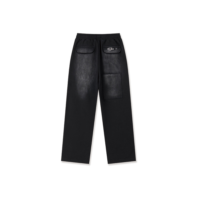 High Street Trendy Brand Washed and Distressed Spray Horse Straight Sweatshirt Pants Export Cross-Border Customization According to Pictures