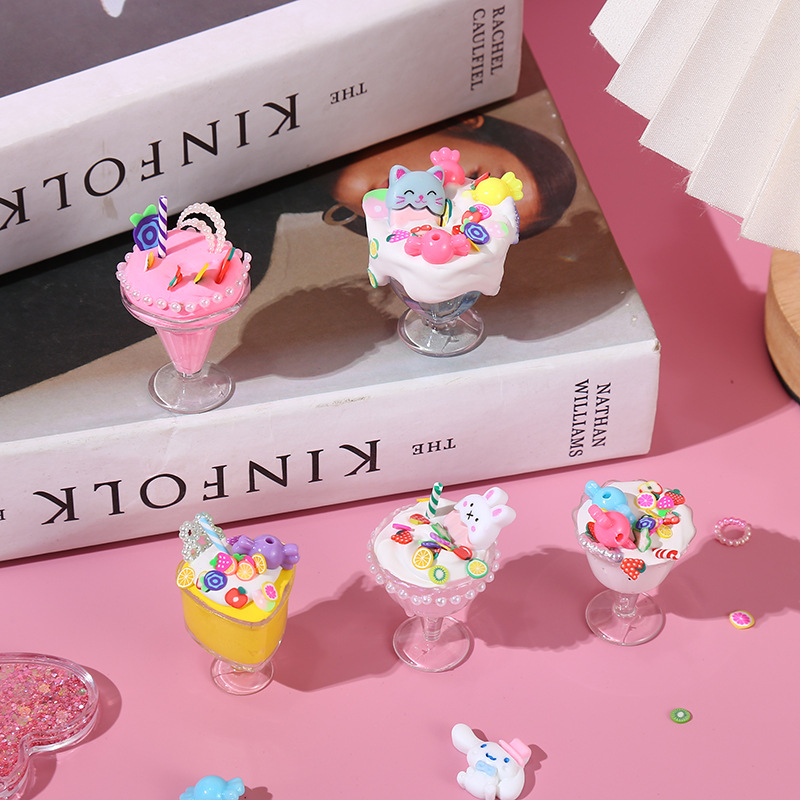 Ultra-Light Clay Cream Glue Material Food Toy Cup 6-Piece Set Ice Cream Sundae Cup Plastic Container Ice Cream Cup