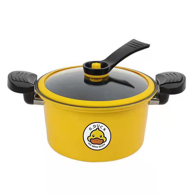 Small yellow duck household micro-pressure pot stuffy cooking pot Maifan stone cooking pot refined iron household non-stick pot stew pot wholesale