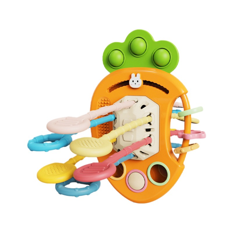 Educational Early Education Pumping Toys for Babies to Grasp and Exercise 0-3 Years Old Teether Finger Radish Puller