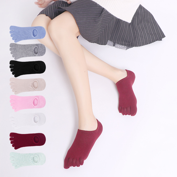 Five-Toe Socks, Toe Socks, Split-Toe Socks, Solid Color Short Socks, Sweat-Absorbent, Breathable, Versatile Business Cotton Socks, Autumn and Winter Style for Women