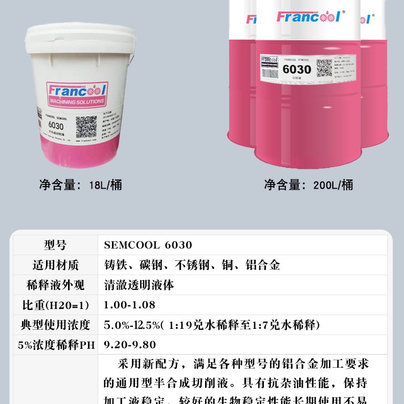 Franke 6030 Semi-Synthetic Emulsified Cutting Fluid Fully Synthetic Stainless Steel Aluminum Alloy Copper Special Cutting Fluid