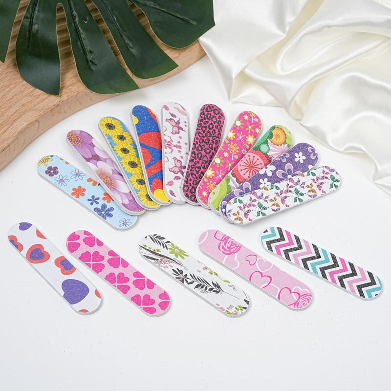 Factory Direct Sales Mini Printed Nail File Rubbing Strip Double-Sided Frosted Strip Eva Small Sand Strip Colorful Pattern Manicure