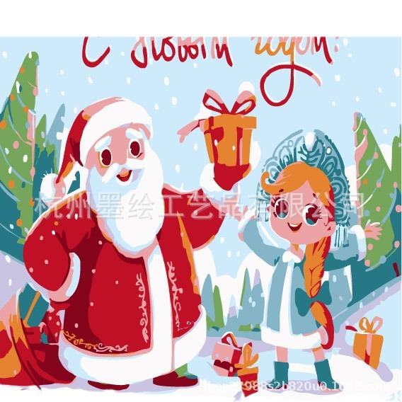 Christmas children's diy oil painting cartoon anime animal hand-painted hand-painted digital digital oil painting