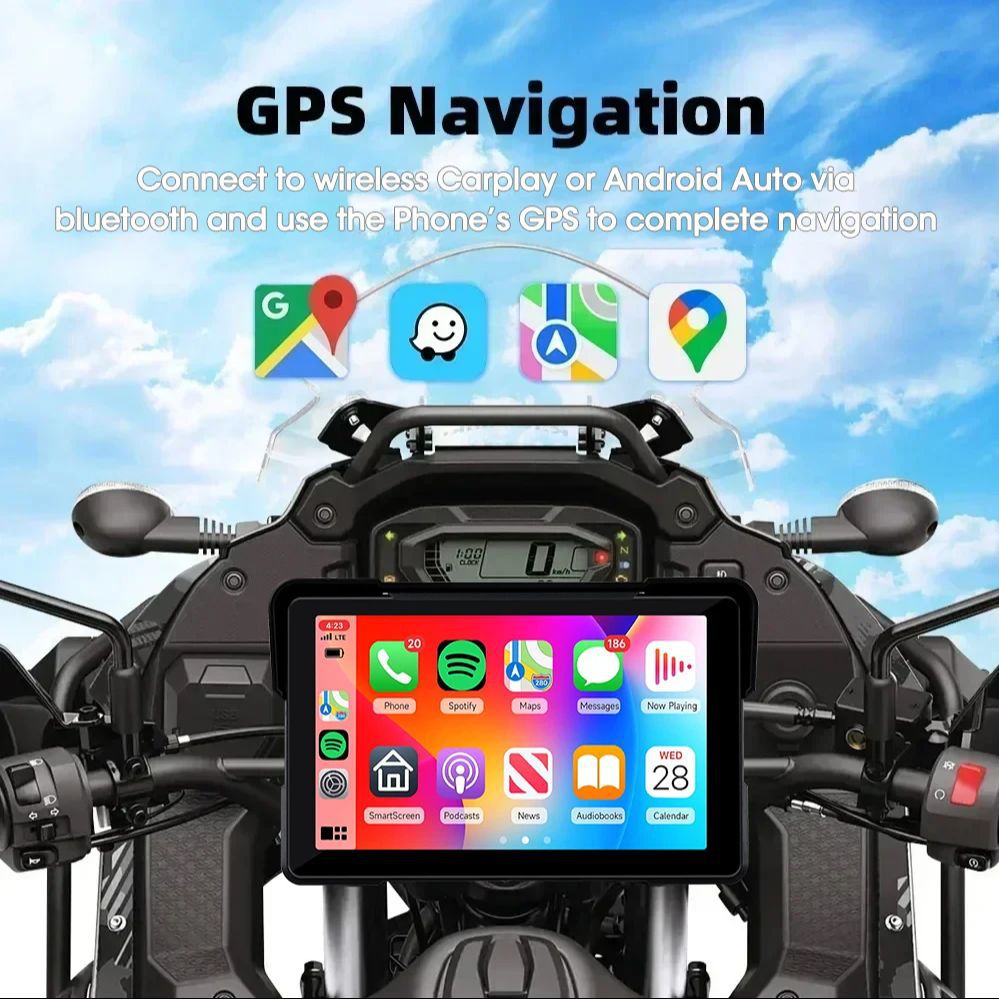 5/ 7inch Carplay Motorcycle Dvr Navigation Gps Wireless Carplay Android Automatic Playback Display