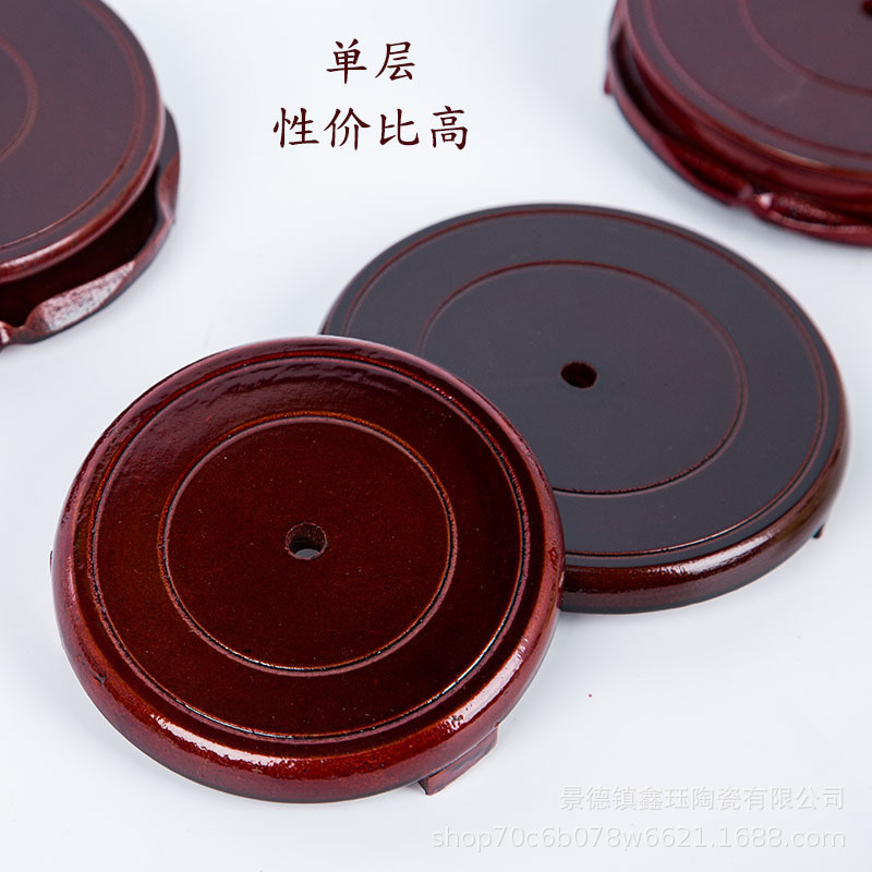 Wholesale Rotatable Imitation Solid Wood Round Base Flower Pot Wenchang Base Tourist Stone Jade Base Ornaments
