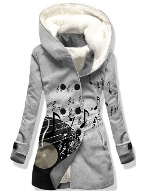 Осенне-зимняя двубортная куртка из бархата с капюшоном, цифровая печать, кросс-бордерная, Amazon