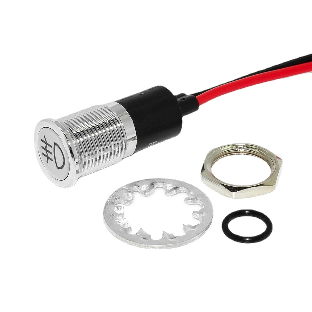 14mm all kinds of symbol indicator light 12V220V metal with wire signal lamp symbol can choose LED black plating