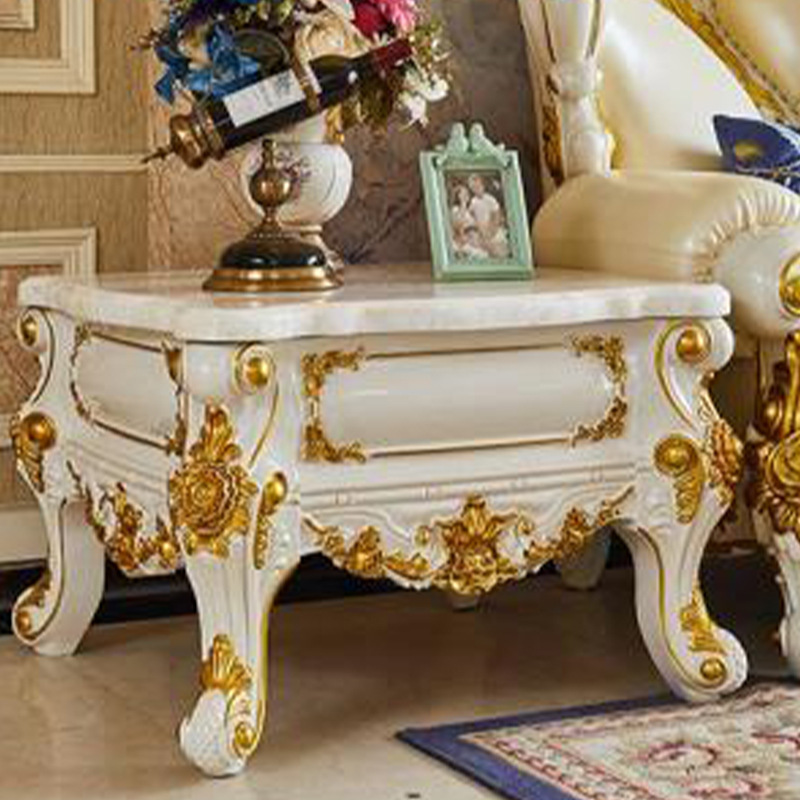 European-Style Top-Layer Genuine Leather Sofa Set with Solid Wood Carvings, Luxurious Large-Sized Villa Living Room 1234 Storage