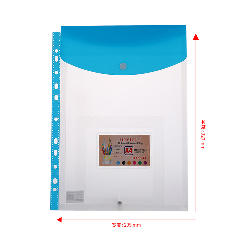 A4 Colorful Transparent Document Storage Bag Contract Bag 11-Hole Loose-Leaf Bag Student Test Paper Bag Large Capacity Stereo Wholesale