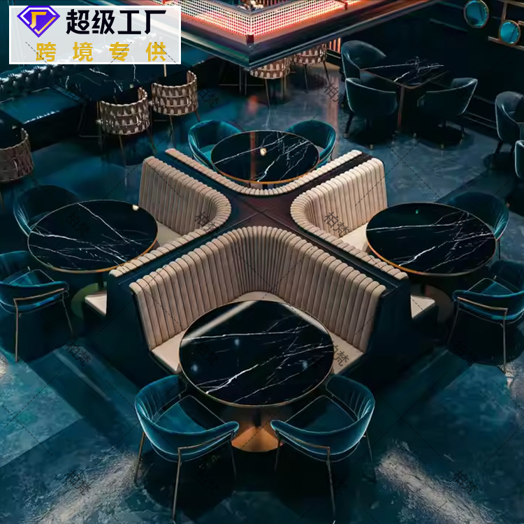 Solid Wood Storage Booth Sofa, Uniquely Shaped Wall-Mounted Curved Sofa for Cafes, Commercial Use in Chain Restaurants, Cross-Border Exclusive Supply