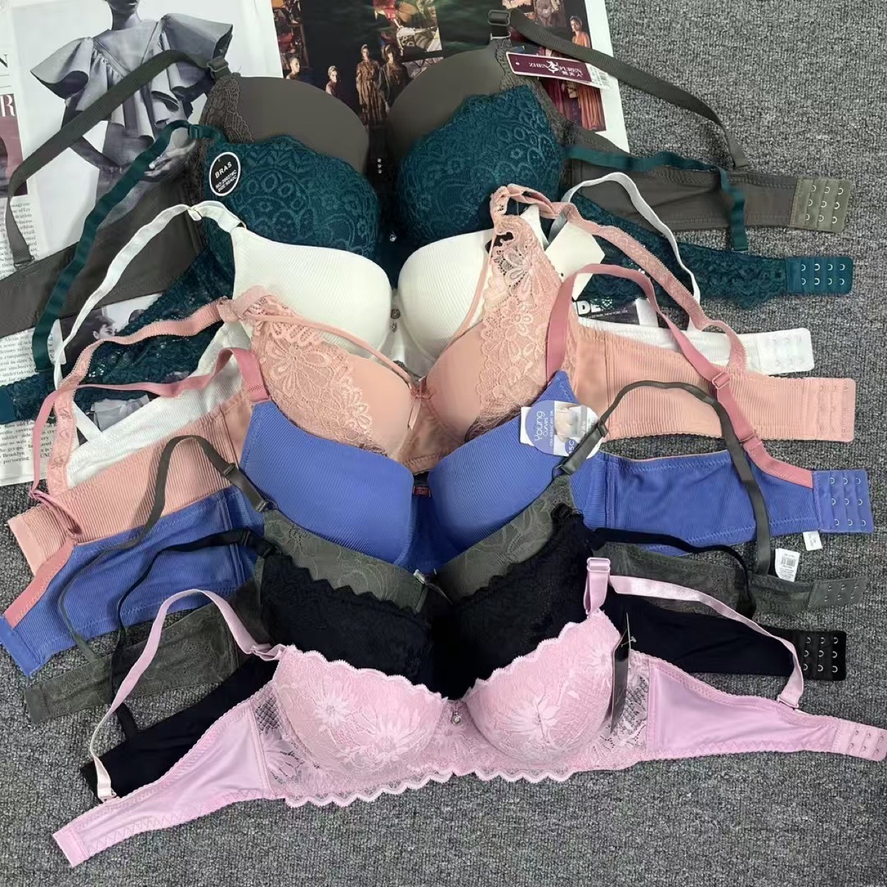 32-38Abc Overseas E-Commerce Store Steel Ring Thin Cotton Lace Edge Glossy Export Intimates Mix Bra Intimates