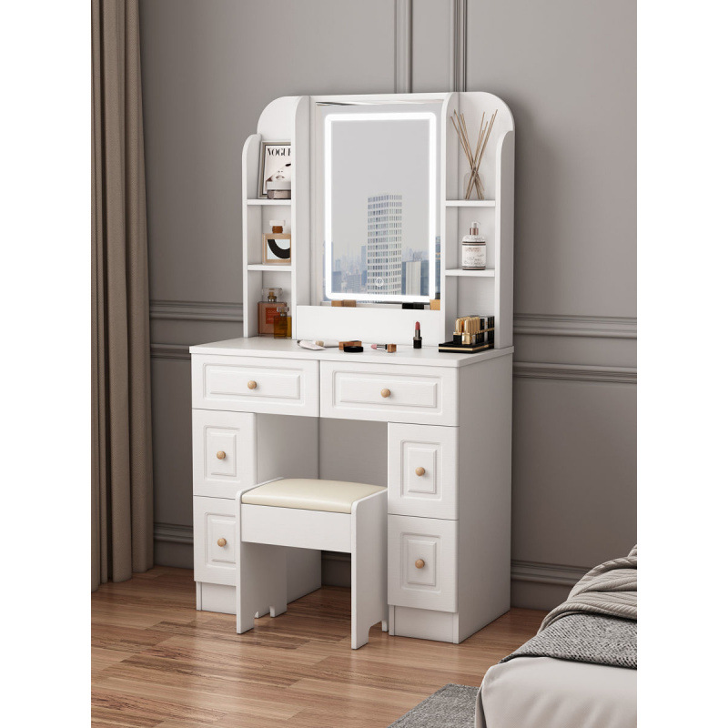 Solid Wood Dressing Table Bedroom Simple Modern Small Large Capacity Storage Cabinet Dressing Table Light Luxury Touch Lamp Dressing Table