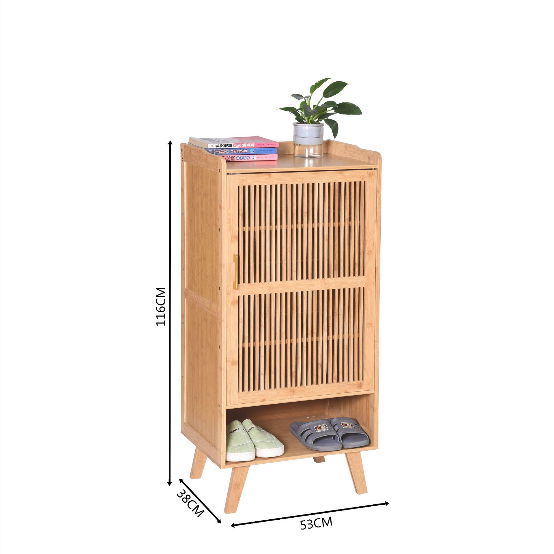 Bamboo 6-Layer Single Door Shoe Cabinet Large Space Multi-Layer Cabinet Housing Entrance Multi-Purpose Storage Cabinet Source Factory Bicheng