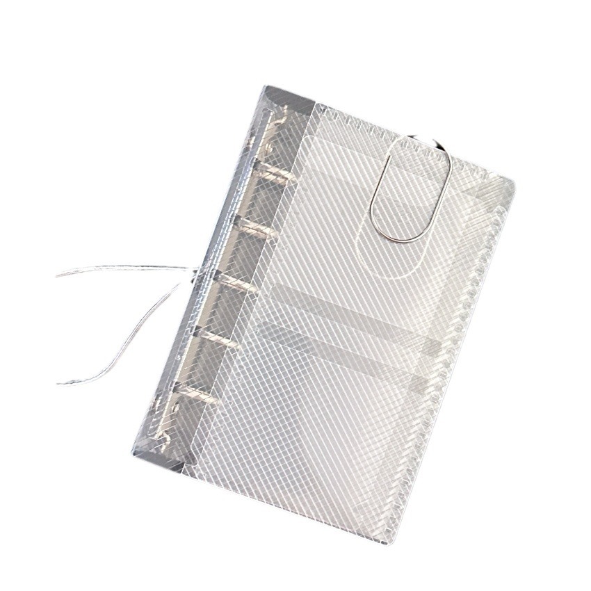 PVC Transparent M5 Tri-Fold Loose-leaf Hand Account Book Ins Portable Student Diary Notebook Sub-shell Storage Bag Card Cover