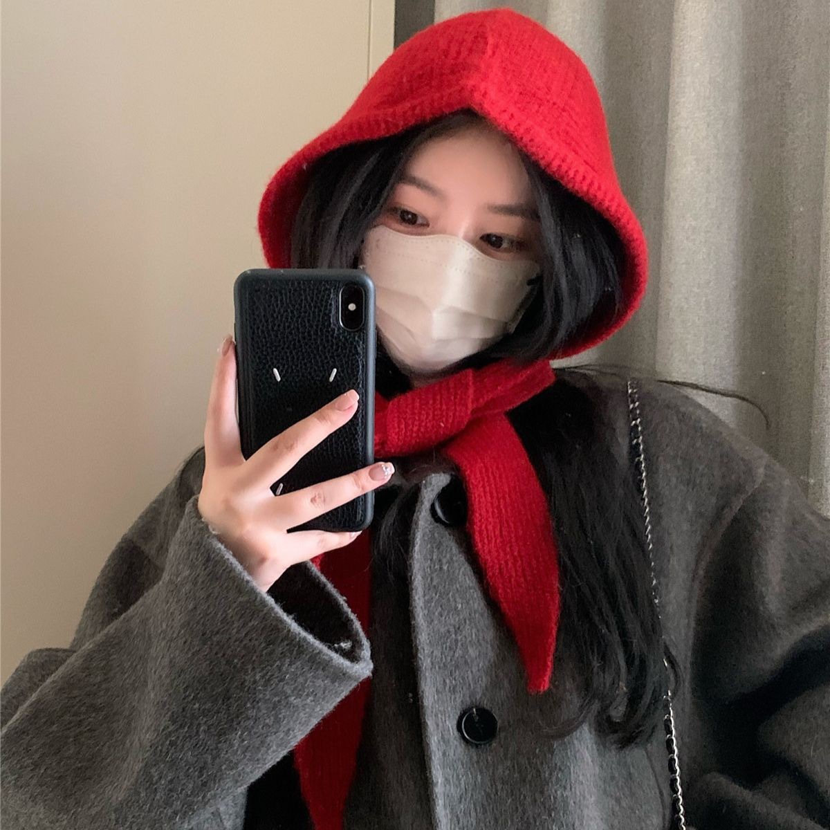 Women's Large Head Circumference Hat, Rafa Hat, Women's Autumn and Winter New Knitted Hooded Neck Scarf, One-Piece Warm Ear Protection Woolen Hat