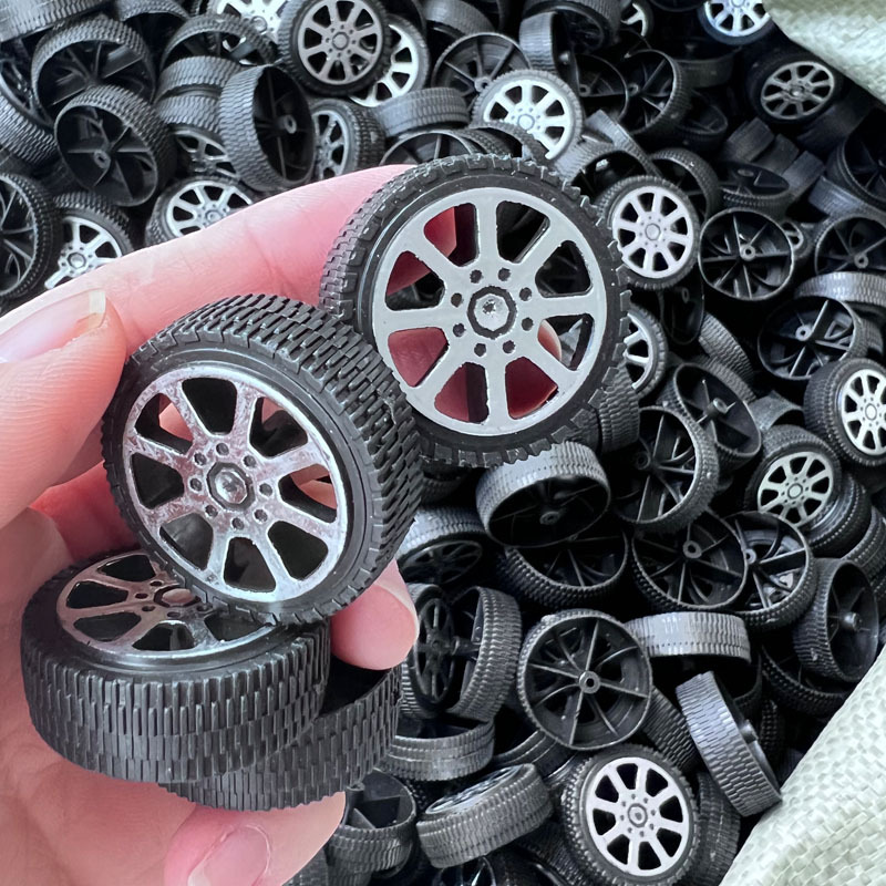 32mm wheel plastic wheel toy black bronzing surface fine lines Children DIY production toy wheel 2mm shaft