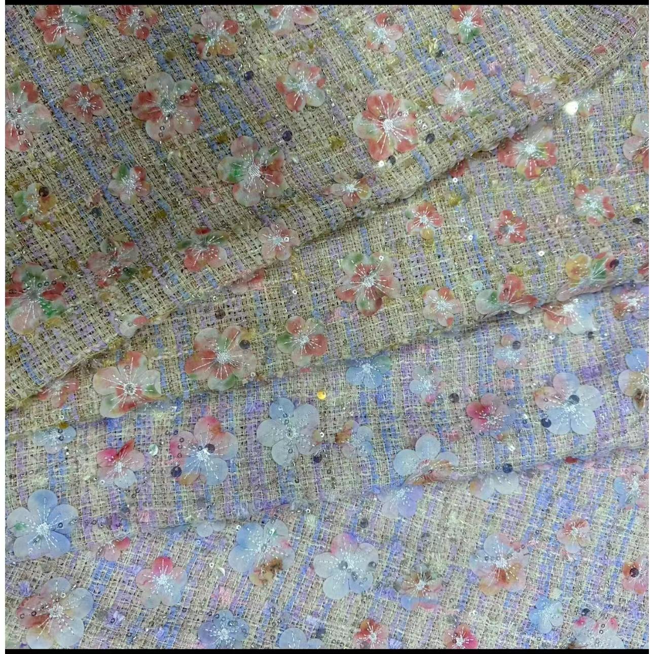 Woolen Factory Direct Sales Tweed Style Fabric Woolen Woolen Fabric Printed Embroidered Jacket Autumn and Winter Dress Fabric