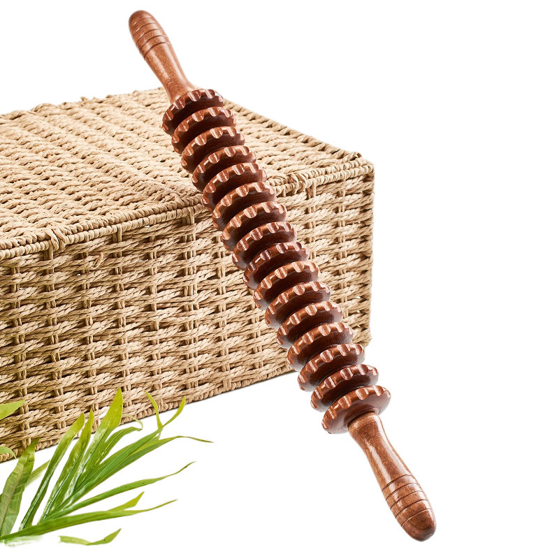 Muscle Relaxation Massage Stick Roller Stick Wolf Tooth Fascia Elimination Rolling Slimming Calf Stick Wooden Meridian Yoga Stick Factory