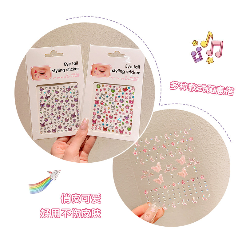 Children's Cartoon Face Painting Stickers Decorative Girls Face Stickers Princess Eye Stickers Little Girl Performance Makeup Face Stickers