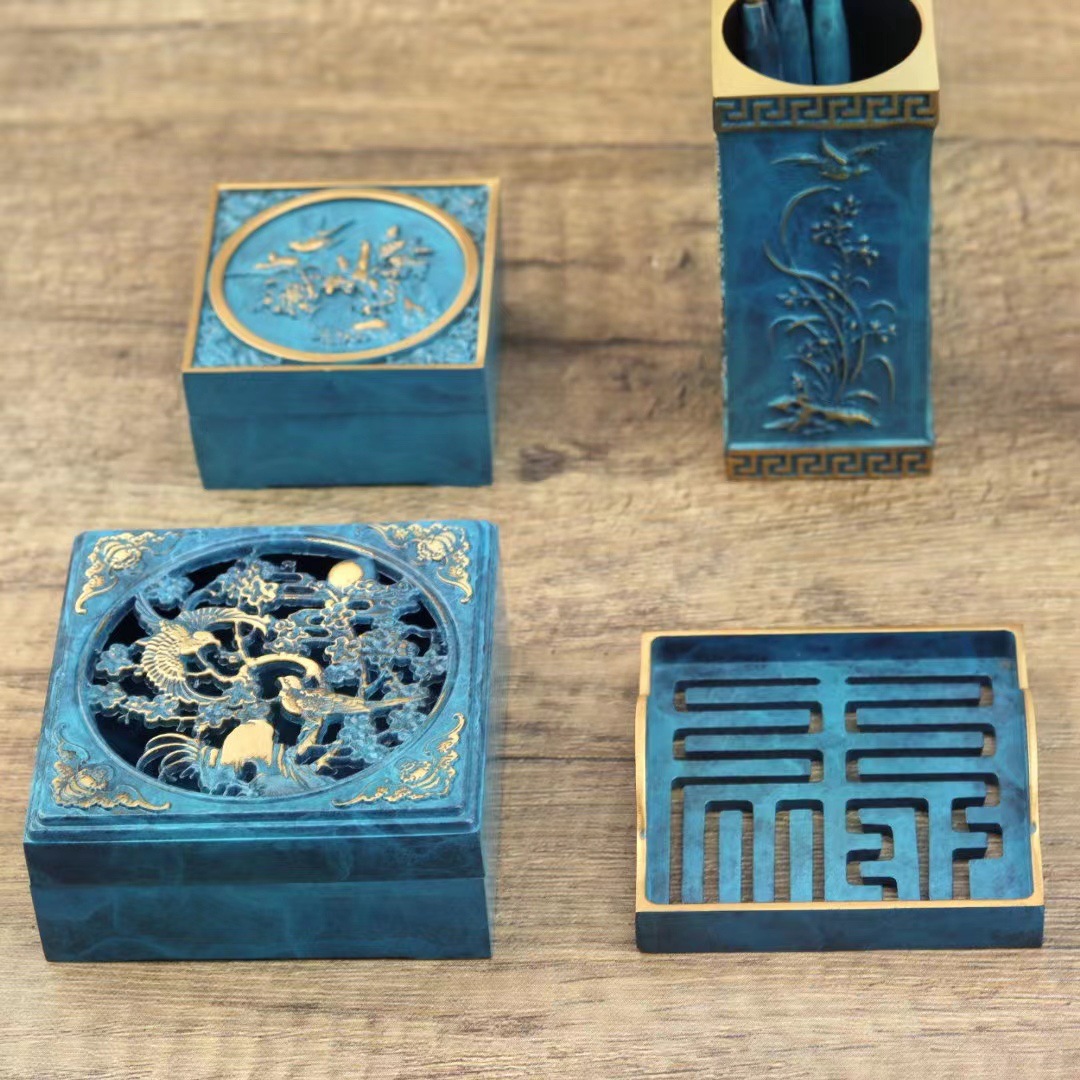 Brass Burnt Blue Lotus Incense Burner Incense Tools Incense Set Incense Powder Incense Burner Incense Burner Entry Tools Wholesale