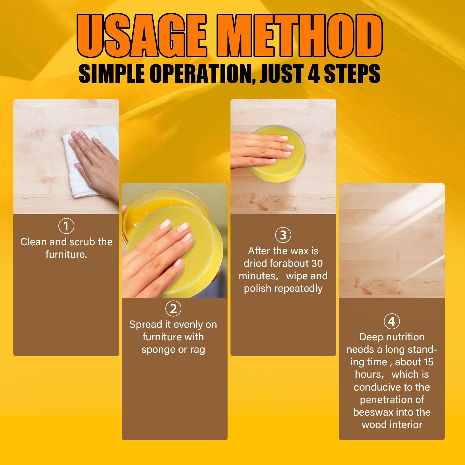 Eelhoe Natural Beeswax Furniture Care Polishing Waterproof Anti-Drying Brightening Wooden Floor Maintenance Beeswax