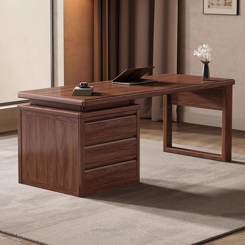 Black Walnut Solid Wood Desk and Chair Modern Light Luxury Calligraphy Desk Office Writing Desk Study Home Simple