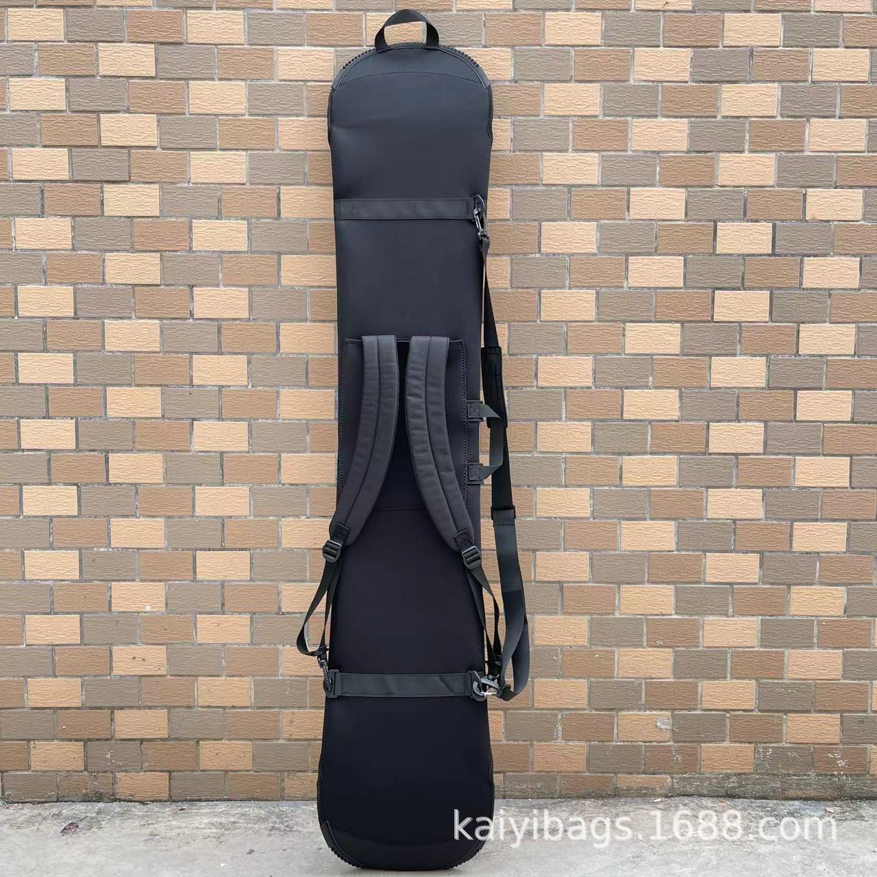 Round-Head Fixed Double-Shoulder Strap Snowboard Cover Dumpling-Shaped High-Elasticity Single/Double Shoulder Pure Black Snow Gear Storage