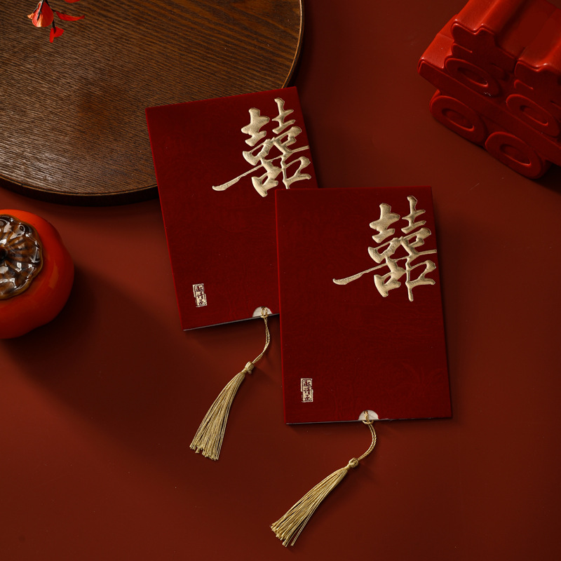 Wedding Invitation Velvet Cloth Burgundy Classy Invitation Tassel Hot Stamping Wedding Invitation Classy Flocking Chinese Style Invitation