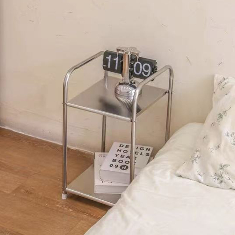 Stainless Steel Basin Rack Bauhaus Style Simple Floor-standing Living Room Small Side Table Bathroom Storage Rack Heeled