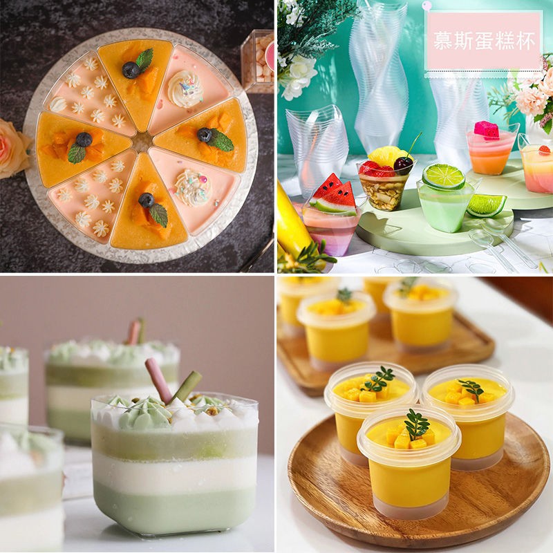 Mousse Cake Cup square Cup dessert table oblique pudding jelly cup tiramisu Bran Cup disposable plastic cup