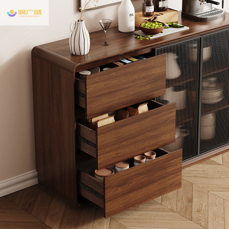 Sideboard Cabinet Wall Kitchen Integrated Storage Cabinet Living Room Multi-functional New Chinese Storage Cabinet Solid Wood Color Modern Simple