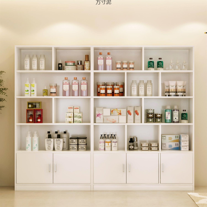 2025 Wabi-Sabi Style Artificial Board Modular Commercial Wine Cabinet and Cosmetics Display Rack for Restaurants and Nail Salons, Installation Provided