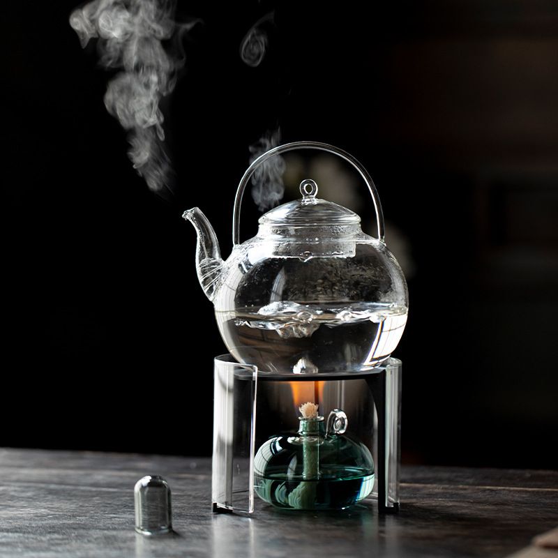 High borosilicate glass cover enclosure stove tea maker iron tripod hot tea maker heat preservation tea stove alcohol stove open flame