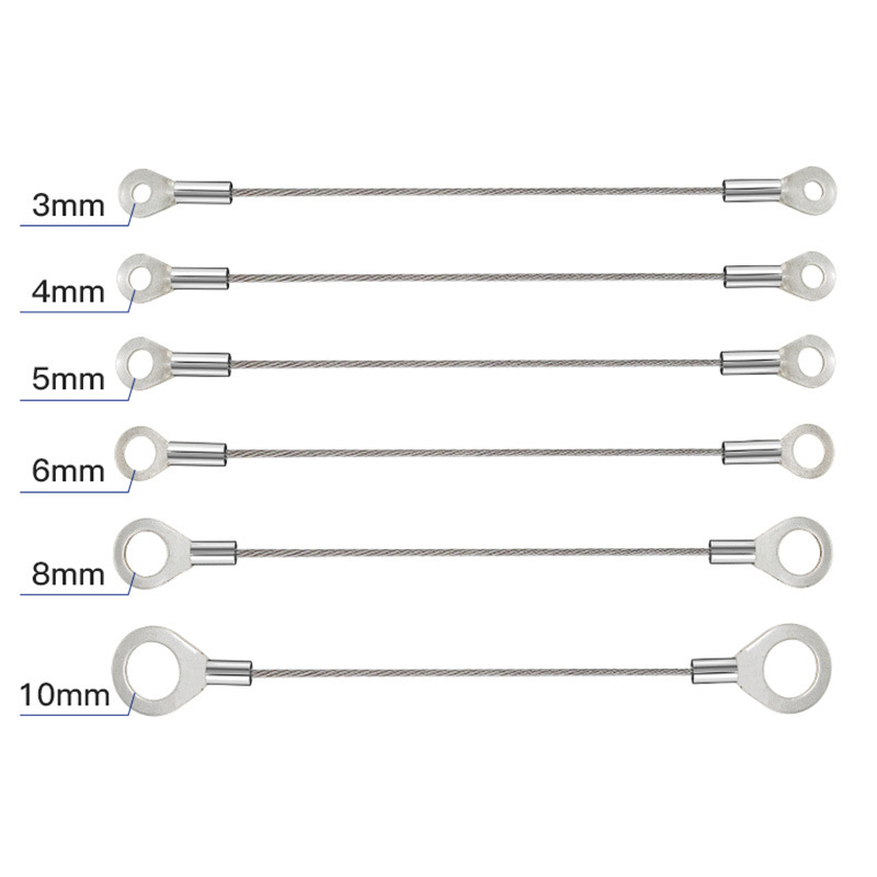 304 Steel Wire Rope Pressure Terminal Lamp Sling Rubber-Coated Steel Wire Rope Fisheye Terminal Pressure Safety Rope Steel Cable