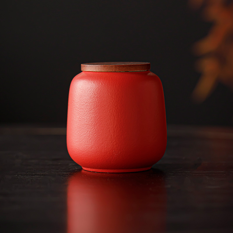 Tea Can with Wooden Lid, Ceramic Sealed Can, Small Pu'Er Red and Green Tea Packaging, Gift Delivery, Customized Logo, Longjing Portable