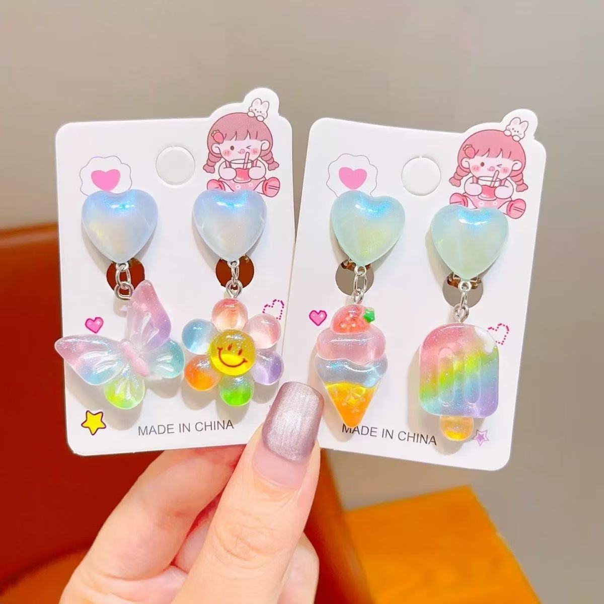 Girls Cute Kulomi Earrings 2025 New Children's Ear Clip Girls Super Cute Earrings Baby Jewelry