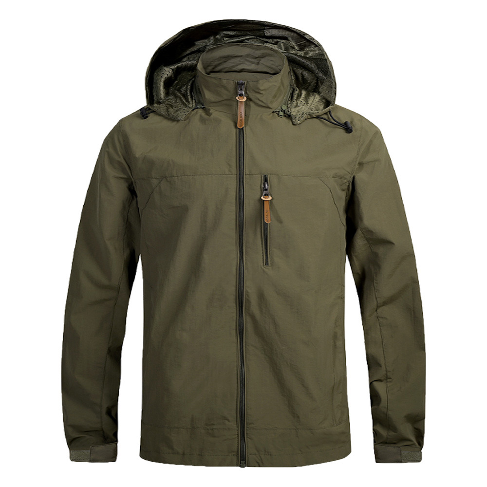 [Asian Size] Men's Jacket Windbreaker Jacket Waterproof Stand Collar Hooded Mountaineering Jacket Outdoor Southeast Asia
