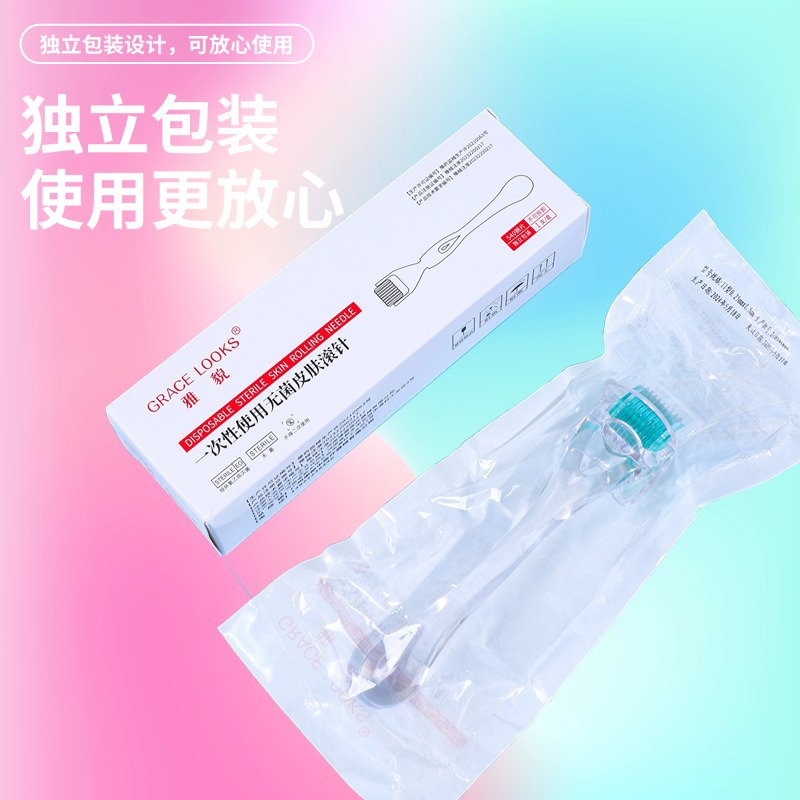 Medical Sterile Mechanical Brand Needle Roller Beauty Water Light Microneedle Roller Facial Skin Liquid Introduction Disposable Roller
