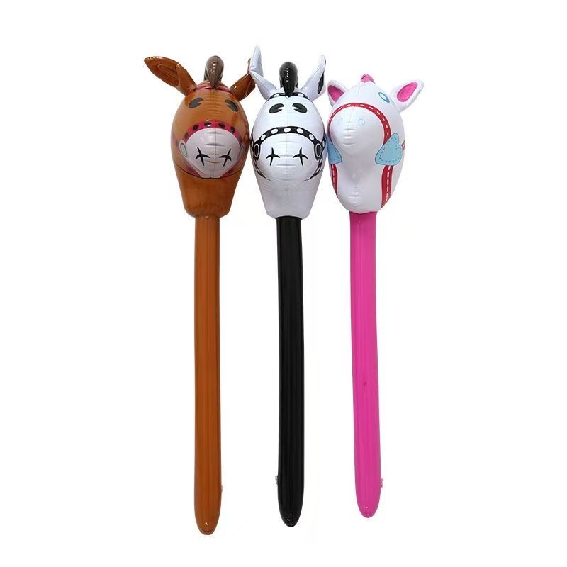 Cross-border Cartoon Inflatable Stick Horse Head Stick Kindergarten Game Performance Stage Props Horse Head Stick Children's Photography Toys