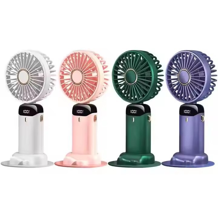 2025 new cross-border explosions handheld fan USB digital display charging outdoor camping student dormitory desktop fan