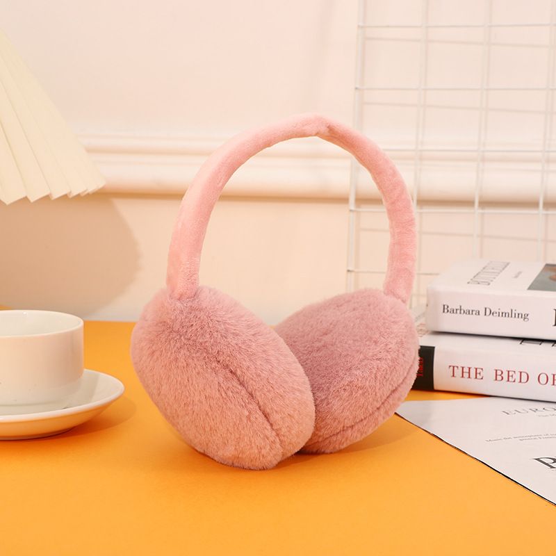 New Winter Earmuffs Pure Color Plush Foldableing Hamburger Earmuffs Stretchable Couple Style Women's Warm Windproof Earbags for Men