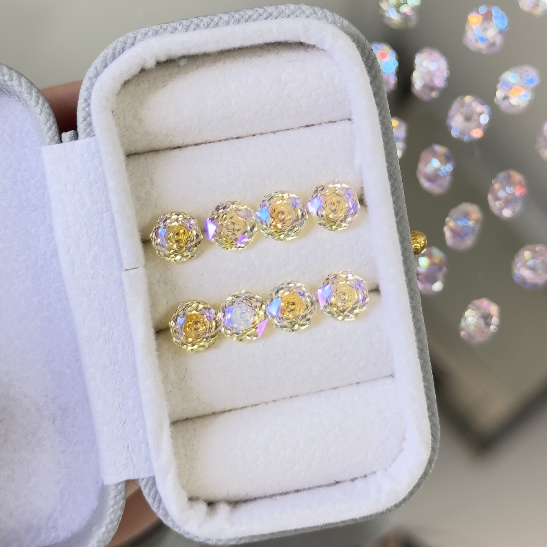 Millennium Rose Cut Color Plated Zircon Octagon Factory Direct Supply Nail Earrings Naked Stone