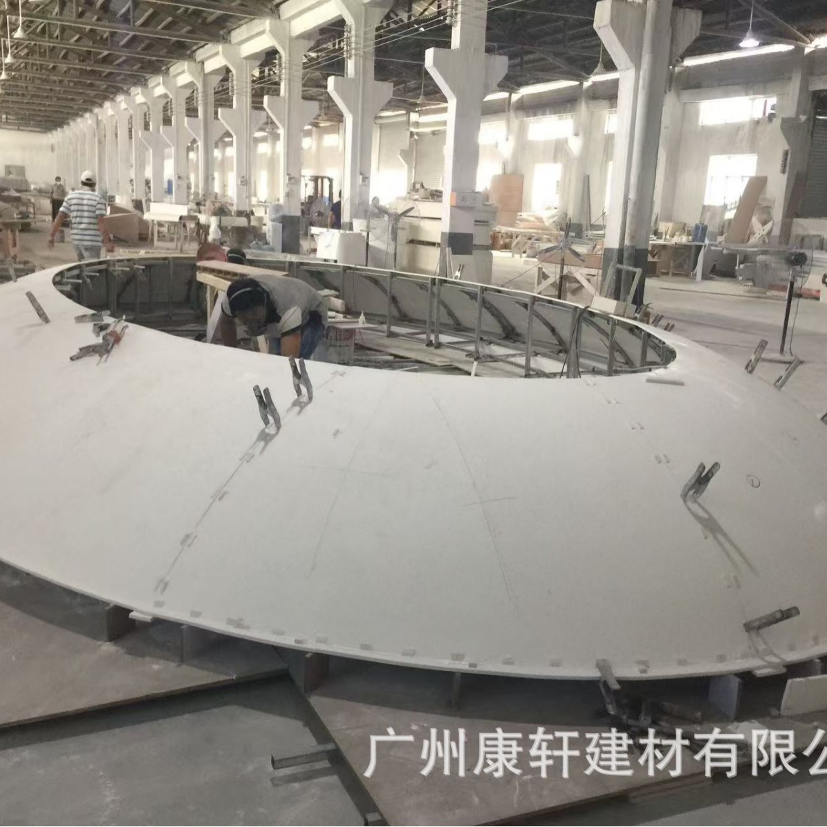 Artificial Stone Countertops Corian Acrylic Front Desk Hot-Bent Curved Rhombus Desk Export L-Shaped Desk Manufacturer