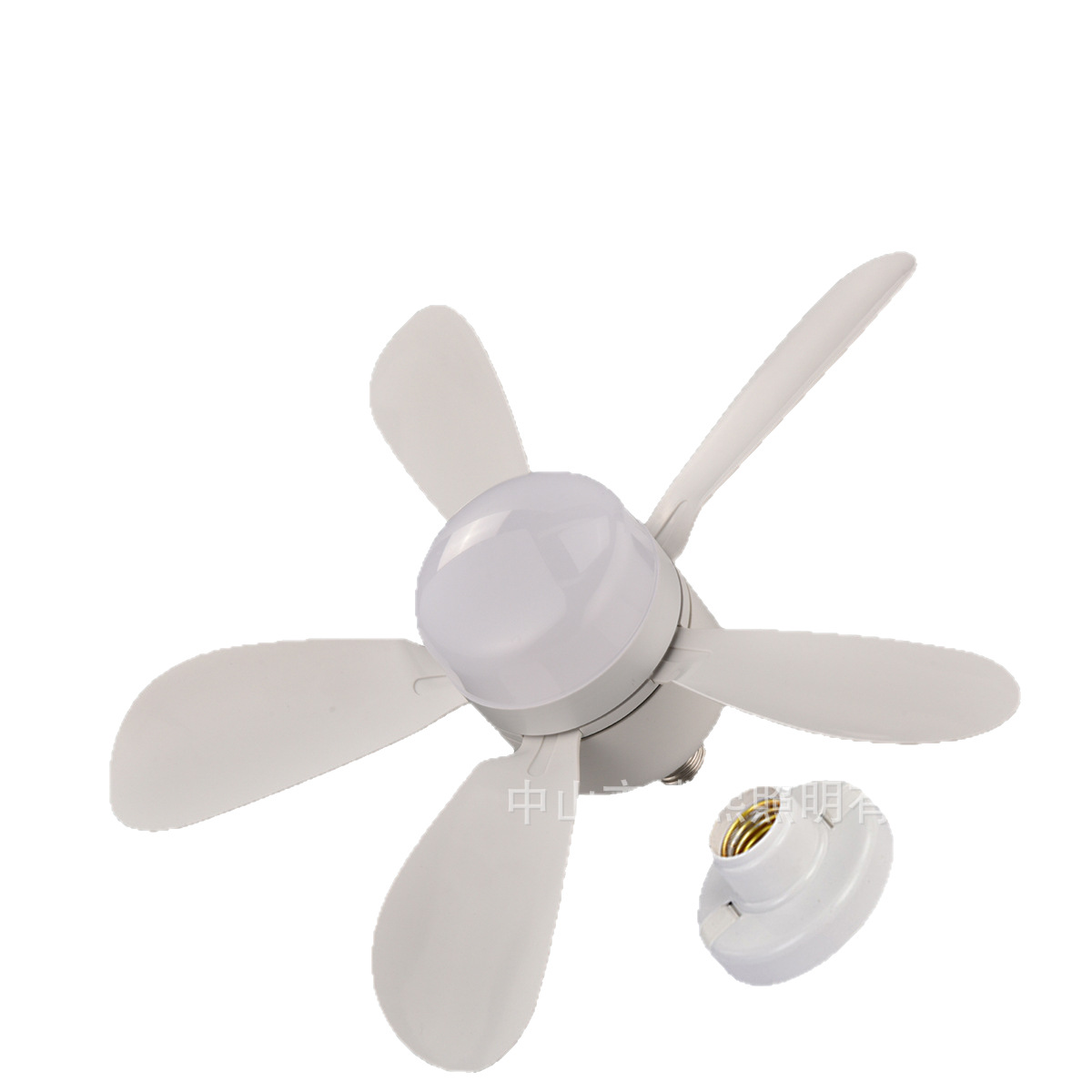 New five-leaf screw fan lamp three-color dimming 4-speed small ceiling fan lamp dining table garage bulb fan