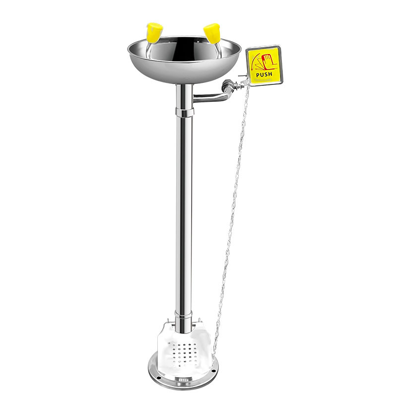Eye Wash Station Industrial Inspection 304 Stainless Steel Double-Port Vertical Eye Wash Station Manufacturer Laboratory Emergency Shower Spray