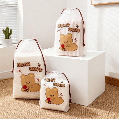 Drawstring Pockets for Clothes and Shoes, Travel Storage Bags, Transparent Socks and Shoes Plastic Packaging Bags, Wholesale Plastic Drawstring Bags